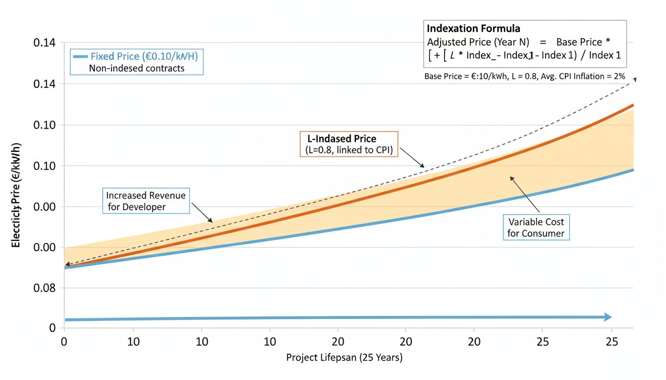mise à jour des indices pour recalculer précisément le coefficient d'indexation l du tarif d'achat, assurant une tarification conforme et ajustée.